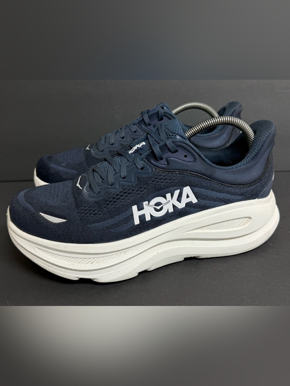 Hoka Men's Bondi 9 Varsity Navy / White Extra Wide Running Shoes Size 9 4E GREAT